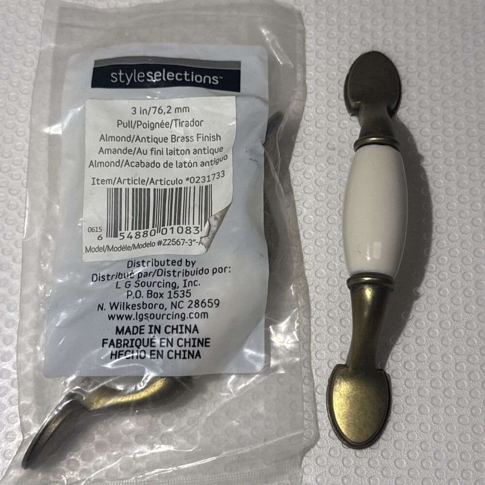 Style Selections Antique Brass Almond Ceramic 3" Spoon Foot Cabinet Drawer Pulls